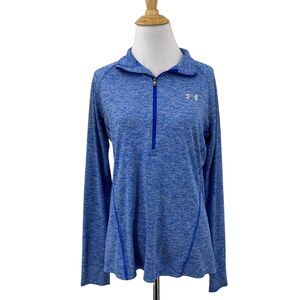 Under Armour Shirt Womens M Medium Harbor Blue HeatGear Tech Twist Half Zip